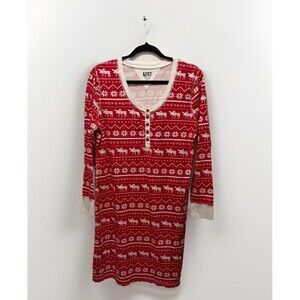 Lazy One Women’s S/M Nordic Fairisle Moose Elk Christmas Nightshirt Gifts Pajama